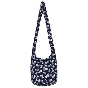 Skull Bohemian Boho Hobo Hiie Gothic Crossbody Bag Purse 33" Black B)